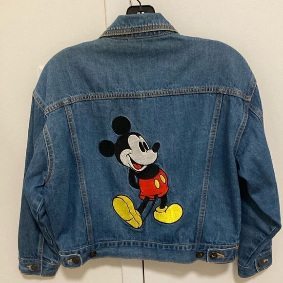Disney Kids Girls Denim Jacket with Mickey Mouse Appliqué on Back. Size Large. - Picture 1 of 6